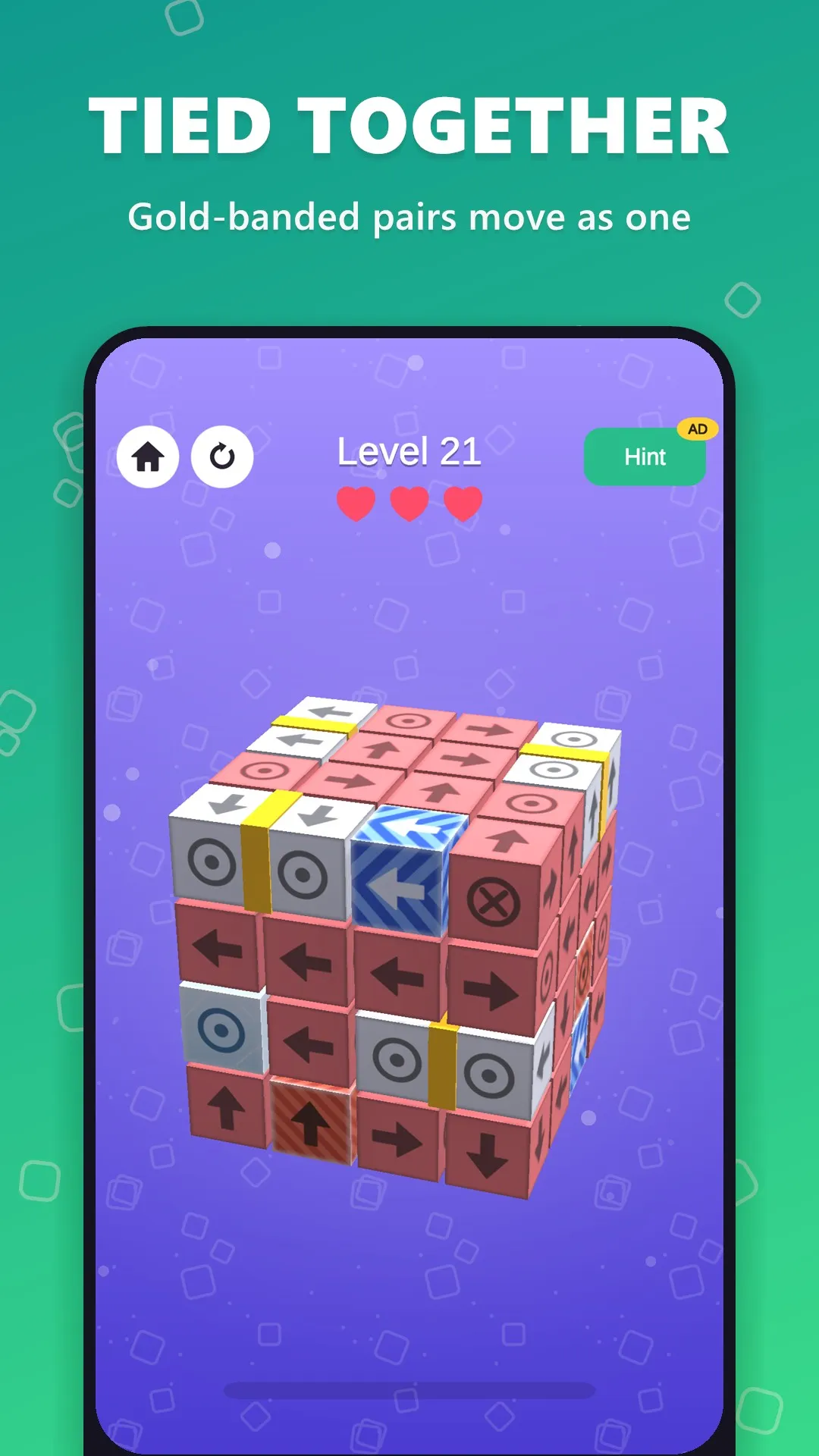 Tied block pairs only leave the shape together