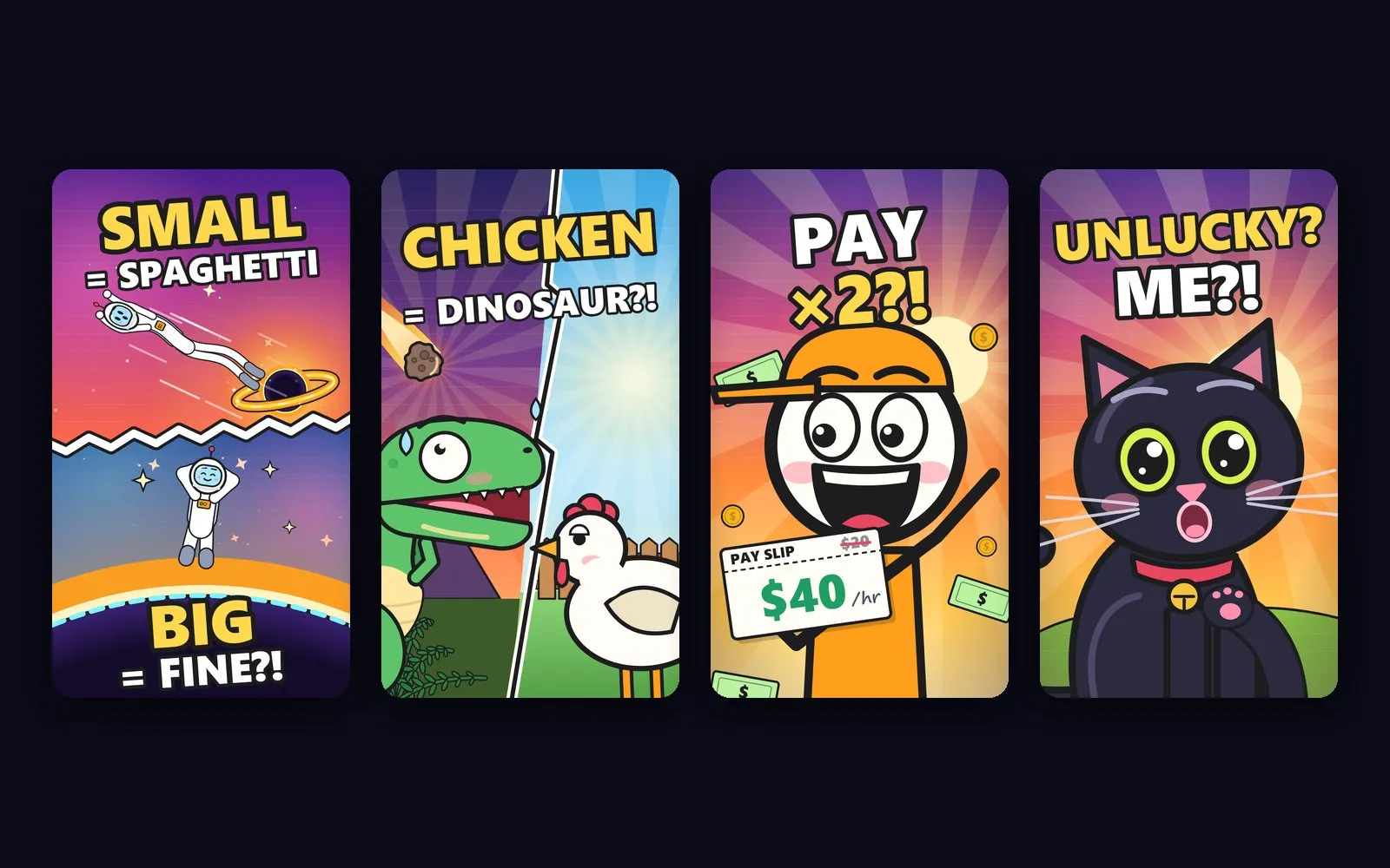 Four vertical Shorts thumbnails side by side