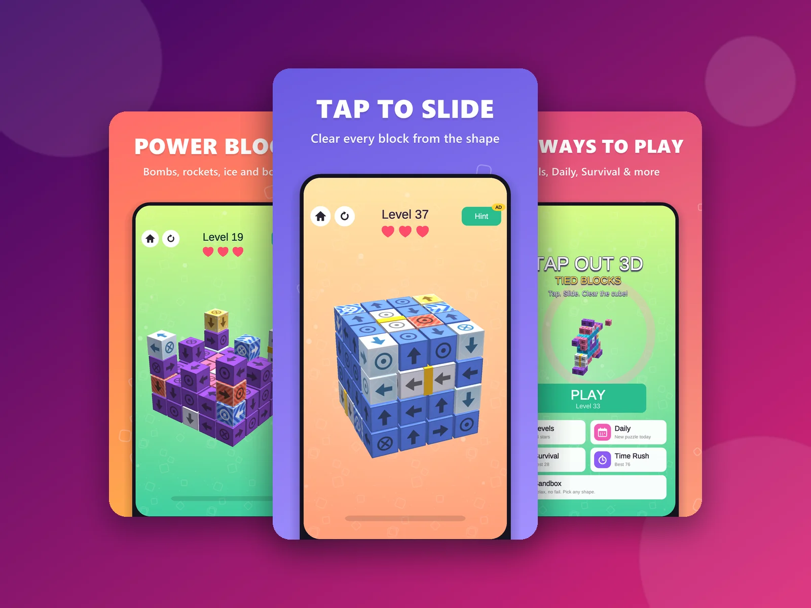 Screenshots of Tap Out 3D from its Google Play store listing
